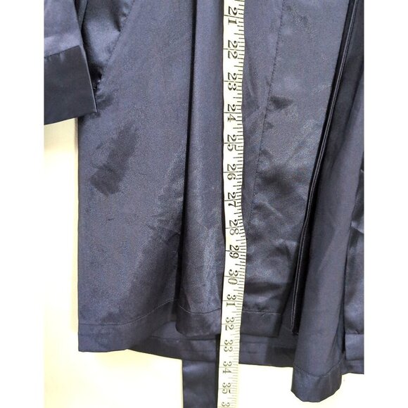 Victorias Secret Short Satin Robe Womens‎ OS Blue Long Sleeve Tie Front Pockets - Picture 9 of 10